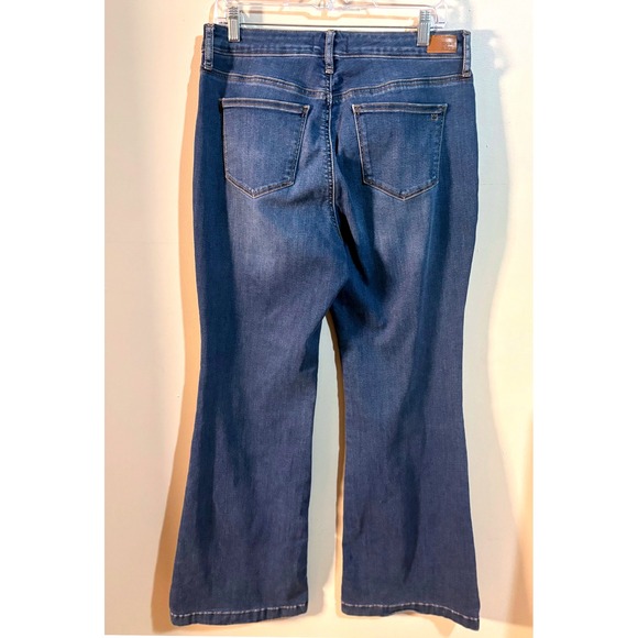 Crown‎ & Ivy Womens High Rise Flare Jeans Dark Wash Size 12 Petite - Picture 3 of 8